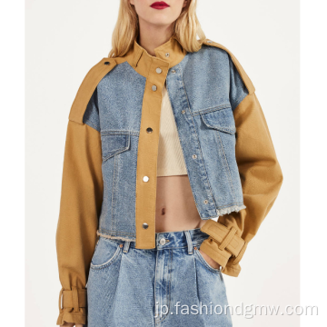 女性のデザイナー2色のジーンズジャケット